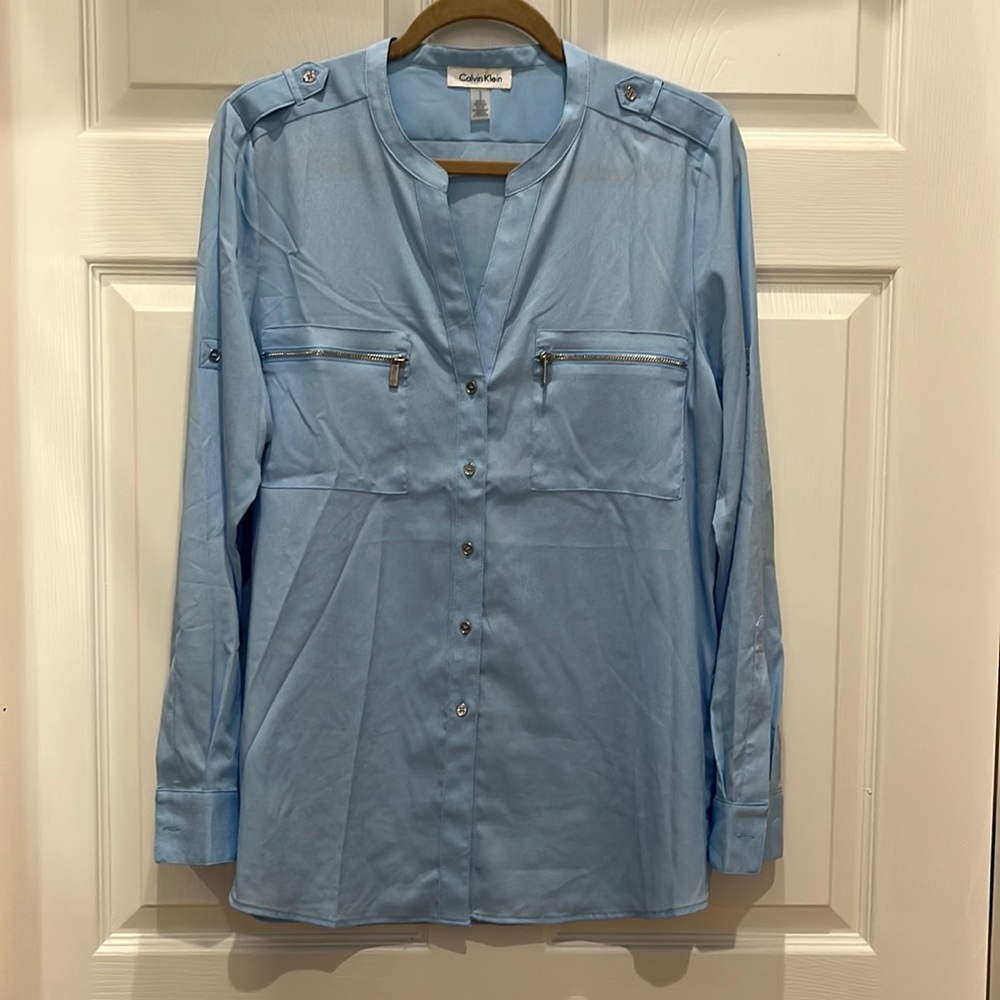 Calvin Klein baby blue blouse